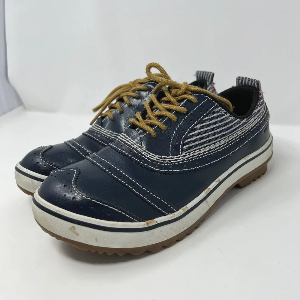 Sorel Tivoli Womens 6.5 NL1628-007 Waterproof Oxford Shoes Navy Stripe Wingtip‎